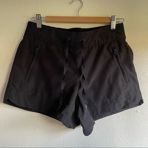 Black Athletic Shorts with Zip Pockets and Tie Strings - Size XS/S - Breathable